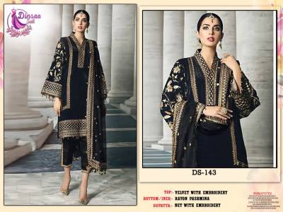 Dn 143 BY Dinsaa Designer Partywear Velvet Salwar Kameez Collection